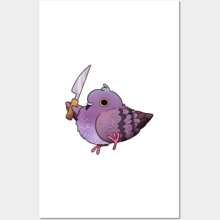 Angy Pigeon with a Knife Posters and Art